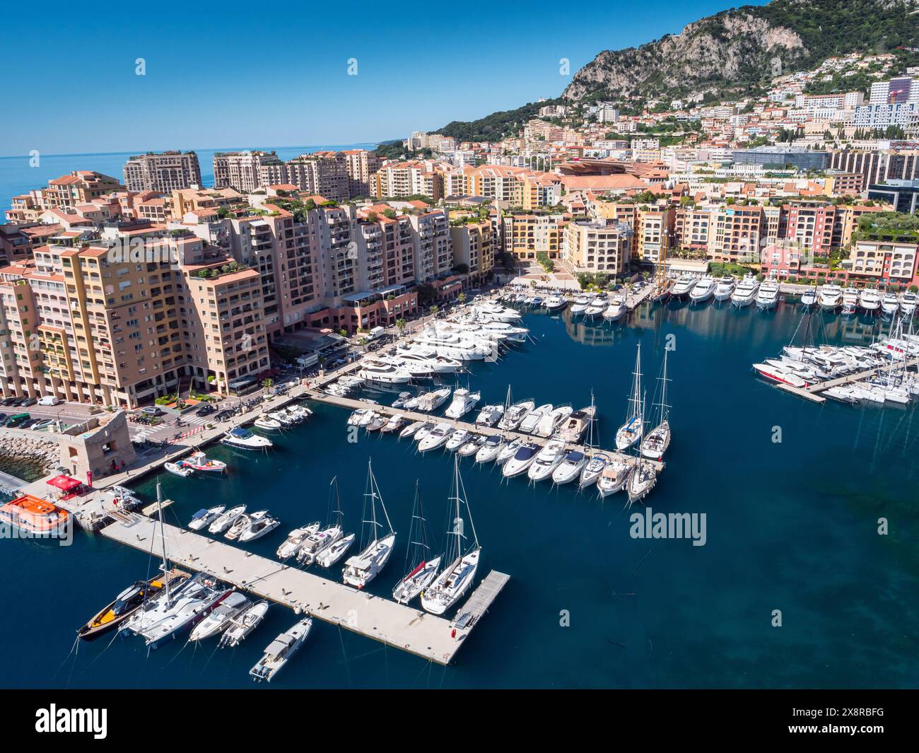 Monte Carlo, porto turistico di Monaco a, porto di Fontvieille, sud della Francia Foto Stock