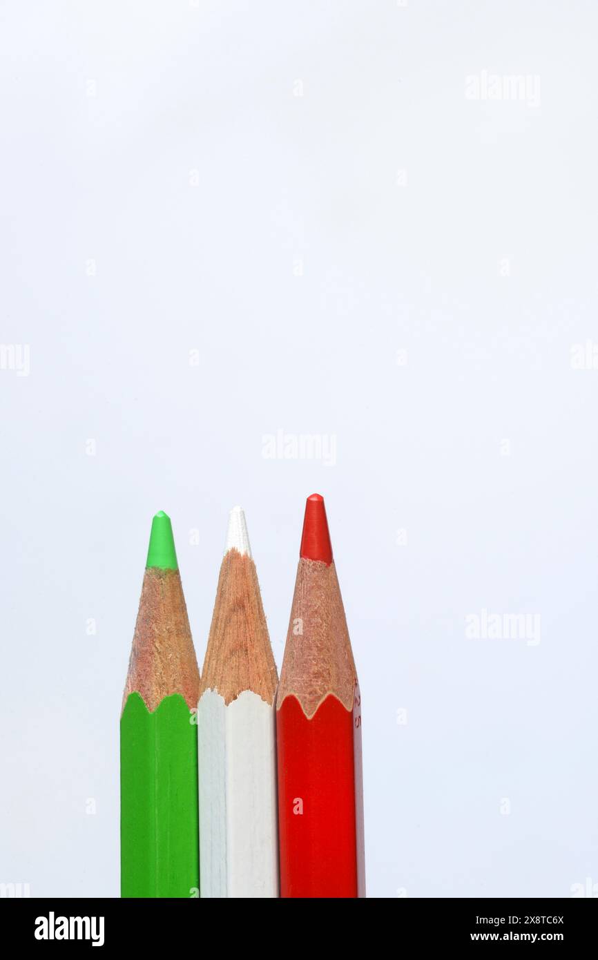 Matite colorate nei colori nazionali dell'Italia, colore nazionale Foto Stock