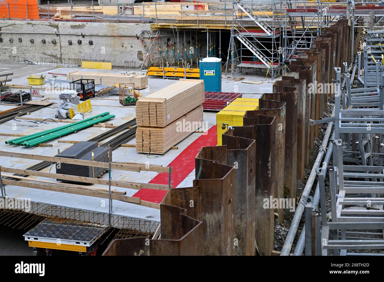 Barre di rinforzo per materiali edili di grandi dimensioni Foto Stock