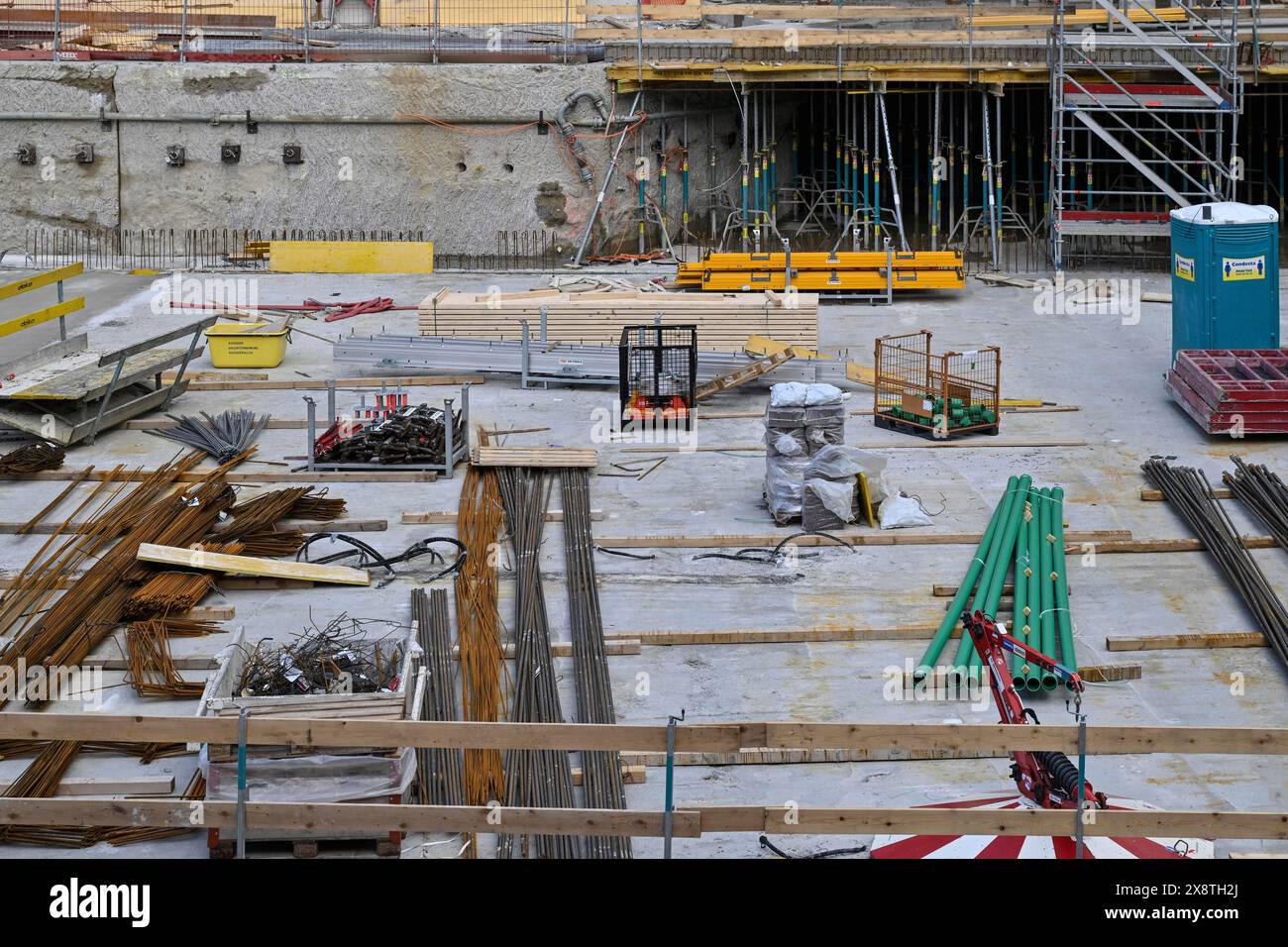 Barre di rinforzo per materiali edili di grandi dimensioni Foto Stock