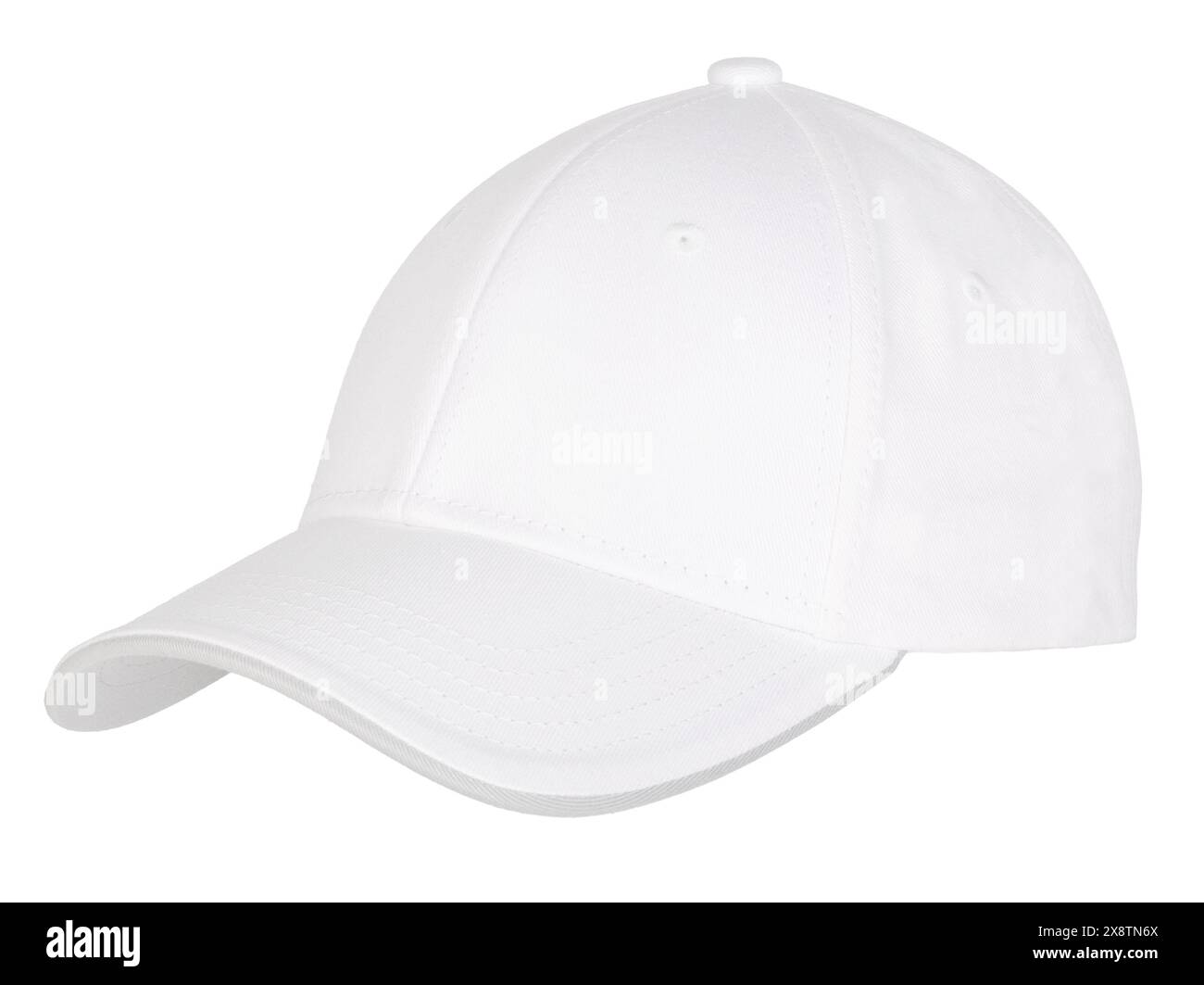 Berretto da baseball bianco semplice, isolato. Foto Stock