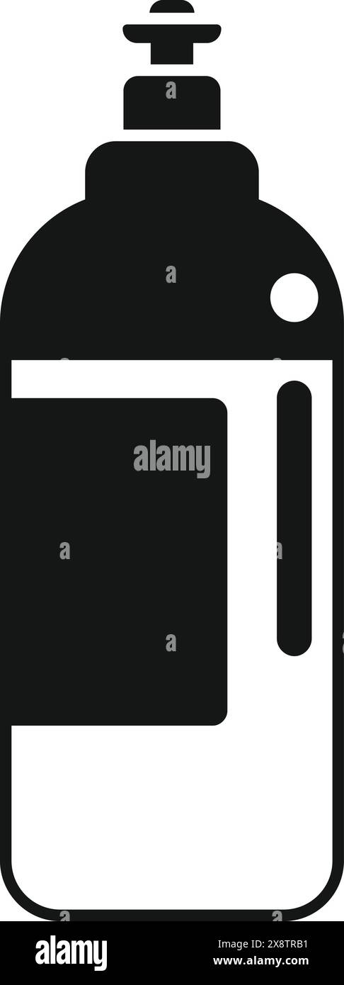 Semplice icona in bianco e nero di una bottiglia di sapone liquido o lozione, adatta per vari design Illustrazione Vettoriale
