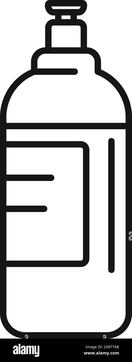 Disegno in bianco e nero di una bottiglia d'acqua riutilizzabile, perfetta per progetti di idratazione Illustrazione Vettoriale