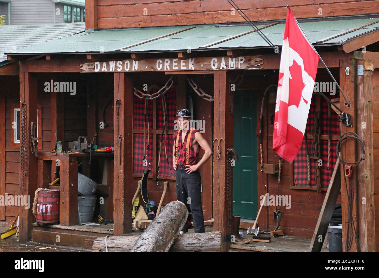 Great Alaskan Lumberjack Show, Ketchikan, Revillagigedo Island, Clarence Strait, Alaska, Stati Uniti, Golfo dell'Alaska, Nord America Foto Stock