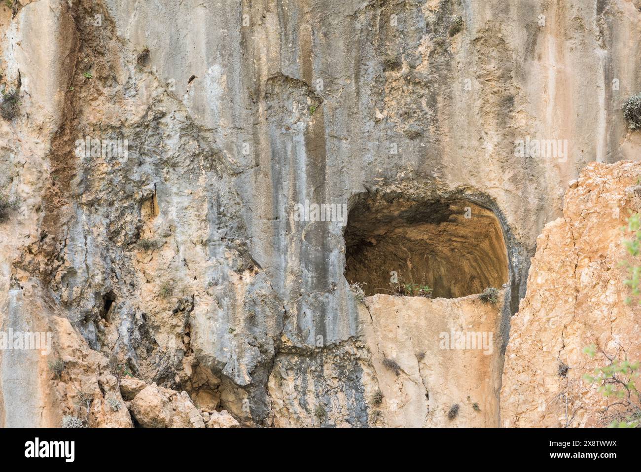 La roccia ha probabilmente tagliato tombe Licie da un sito vicino a Gokçeören, vicino a Kas in Turchia. Non ci sono informazioni su questo sito. Foto Stock