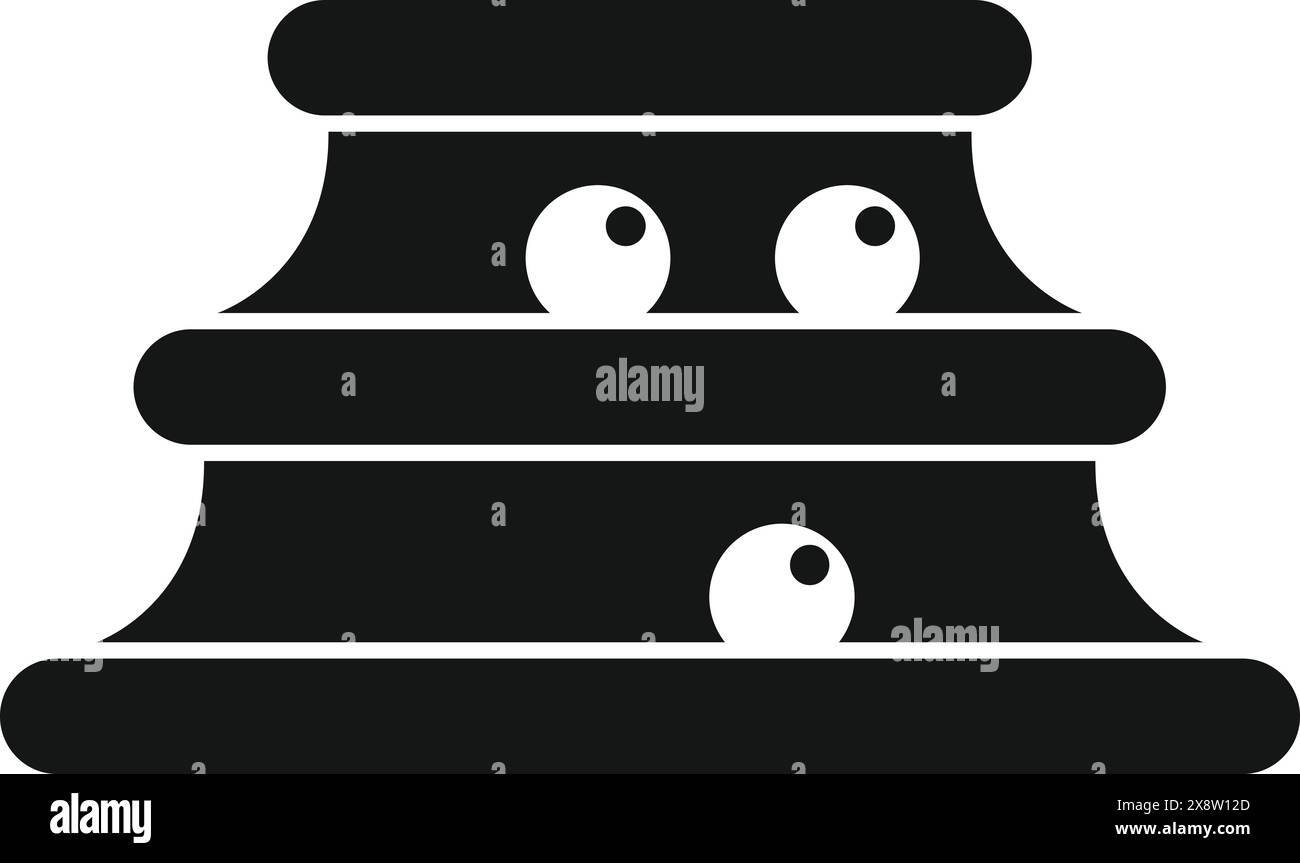 Un'immagine giocosa di due occhi che guardano fuori da un luogo buio e oscuro Illustrazione Vettoriale