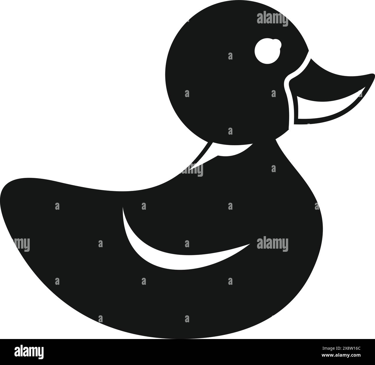 Illustrazione vettoriale minimalista con silhouette nera d'anatra dalla forma semplice, che rappresenta un elemento aviario stilizzato e moderno in natura Illustrazione Vettoriale