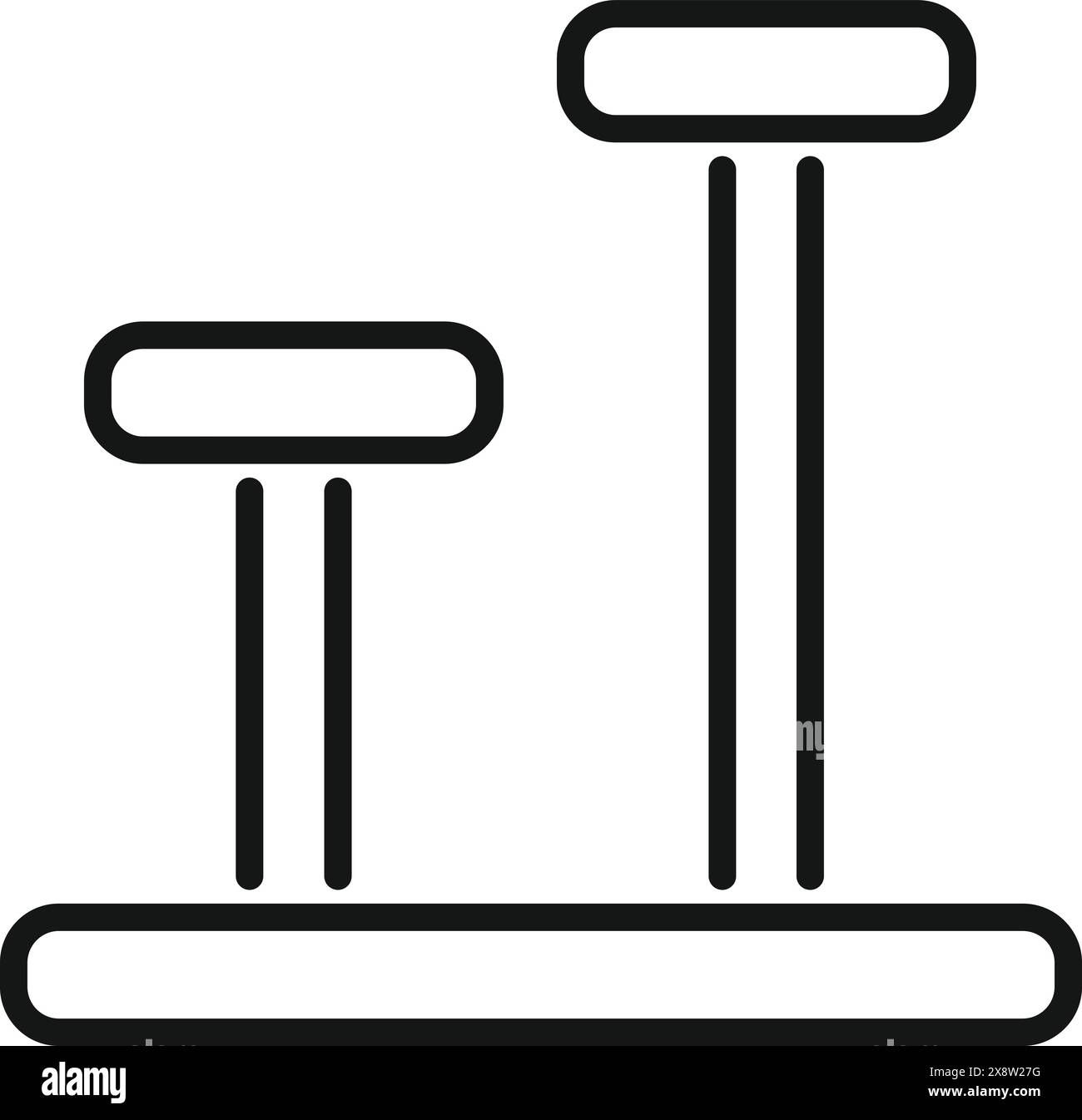 Illustrazione vettoriale della linea nera di bande irregolari di ginnastica artistica su sfondo bianco Illustrazione Vettoriale