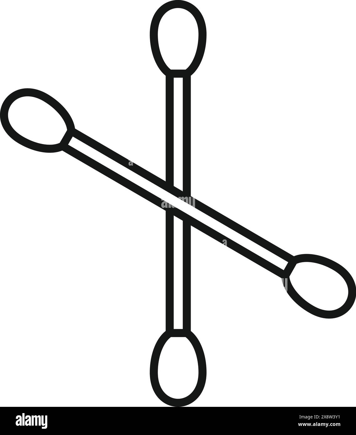 Icona vettoriale in bianco e nero di un set di tamponi di cotone incrociati Illustrazione Vettoriale