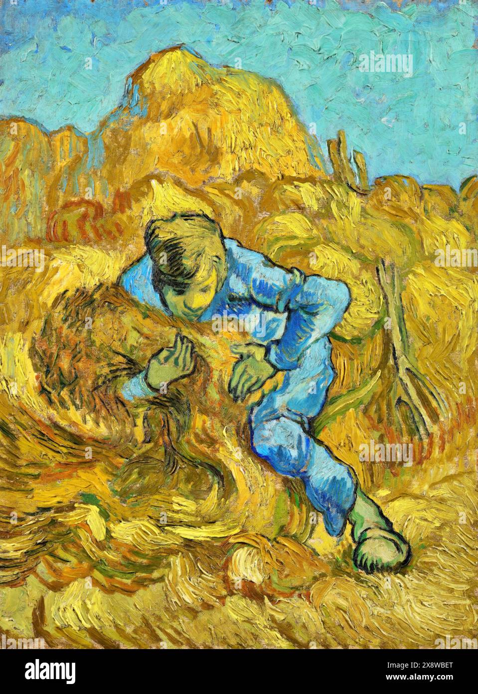 The Sheaf-Binder (dopo Millet), 1889 (Pittura) artista Gogh, Vincent van (1853-90) olandese. Illustrazione Vettoriale