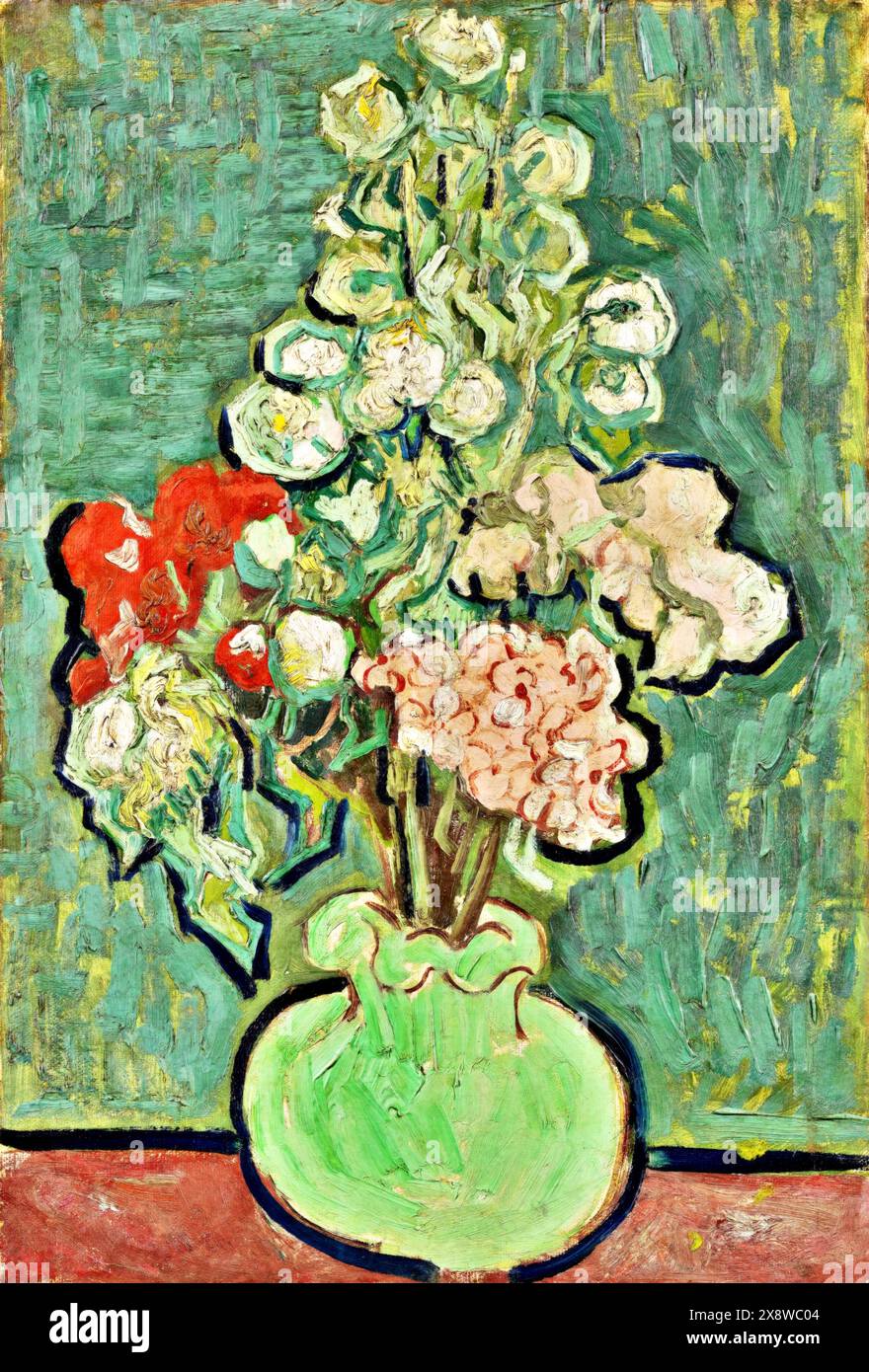 Vaso di fiori, 1890 (Pittura) artista Gogh, Vincent van (1853-90) olandese. Illustrazione Vettoriale