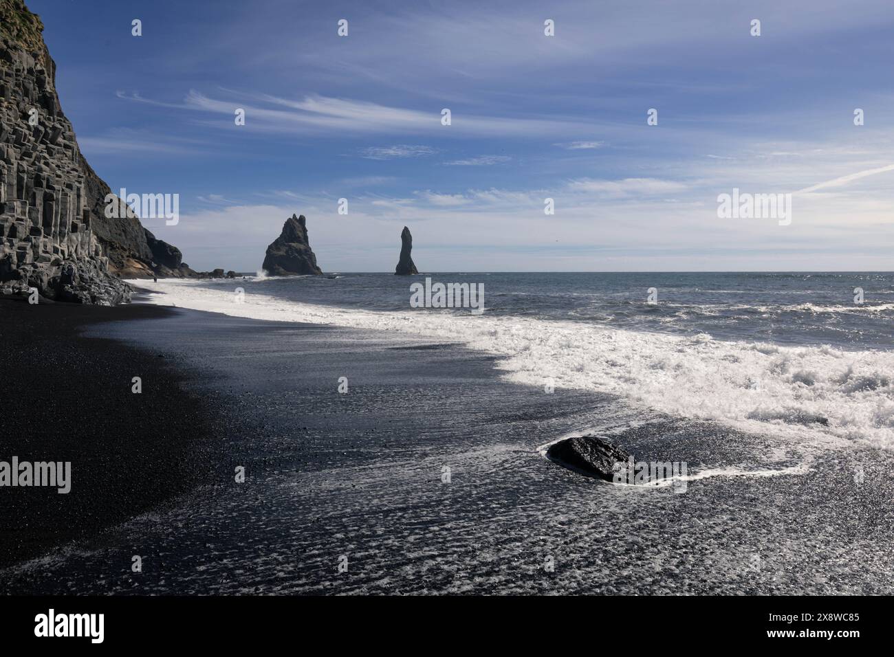 Reynisfjara spiaggia di sabbia nera Foto Stock