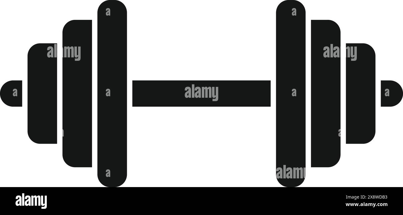 Semplice icona a forma di manichino con silhouette nera e design piatto minimalista per fitness, palestra, esercizio fisico, sollevamento pesi e allenamento muscolare, isolato su sfondo bianco Illustrazione Vettoriale