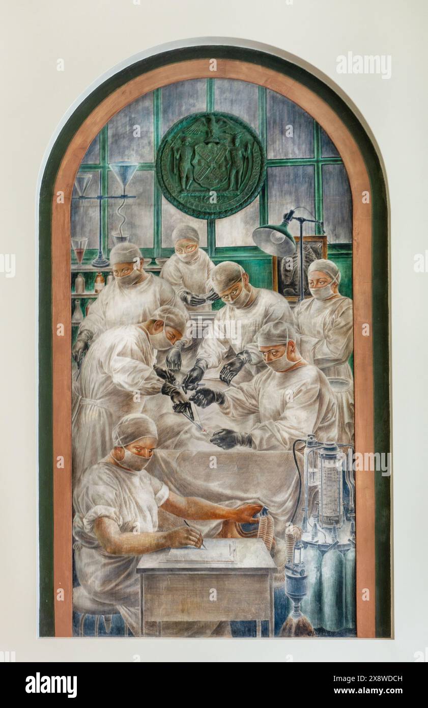 Murales pubblici realizzati dalla WPA all'Harlem Hospital di Harlem, New York Foto Stock