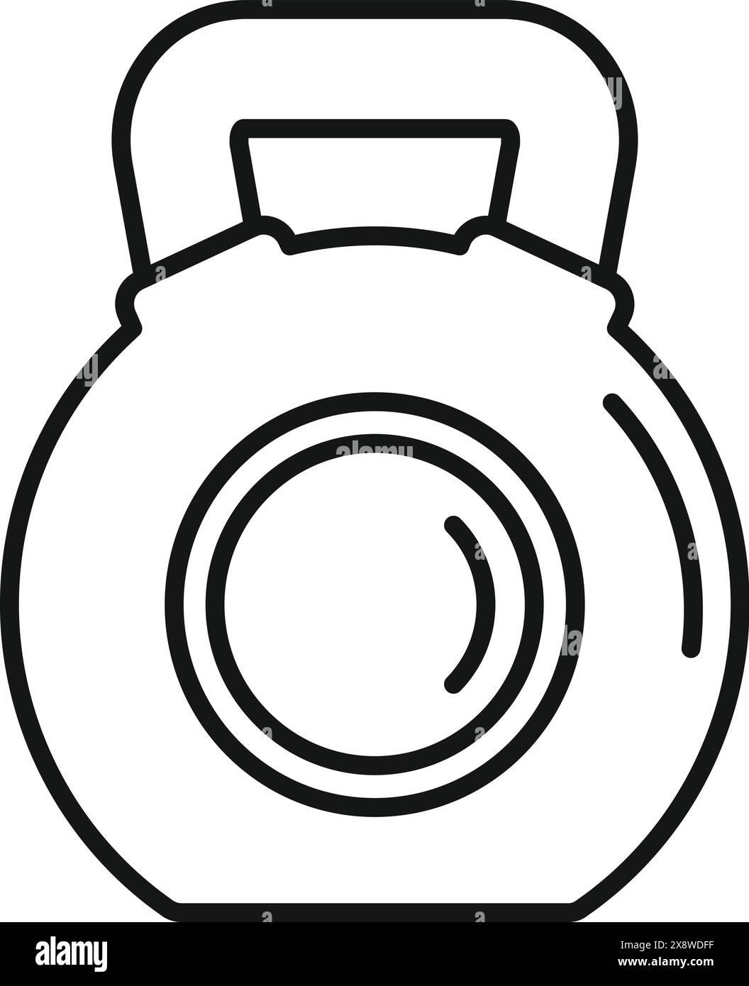 Illustrazione vettoriale minimalista del kettlebell in bianco e nero per fitness, palestra, allenamento, esercizio fisico e allenamento con pesi, adatto per personal trainer e promozione di uno stile di vita sano Illustrazione Vettoriale
