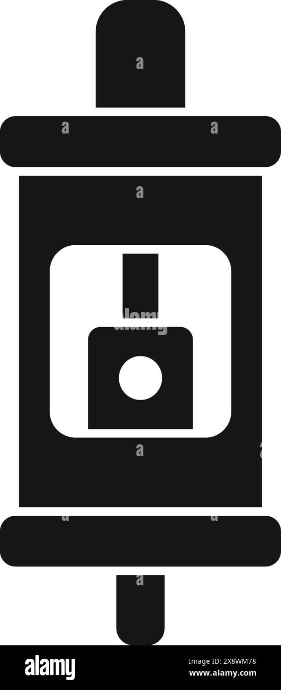Icona vettoriale monocromatica raffigurante un fusibile a cartuccia, adatta per concetti elettrici Illustrazione Vettoriale
