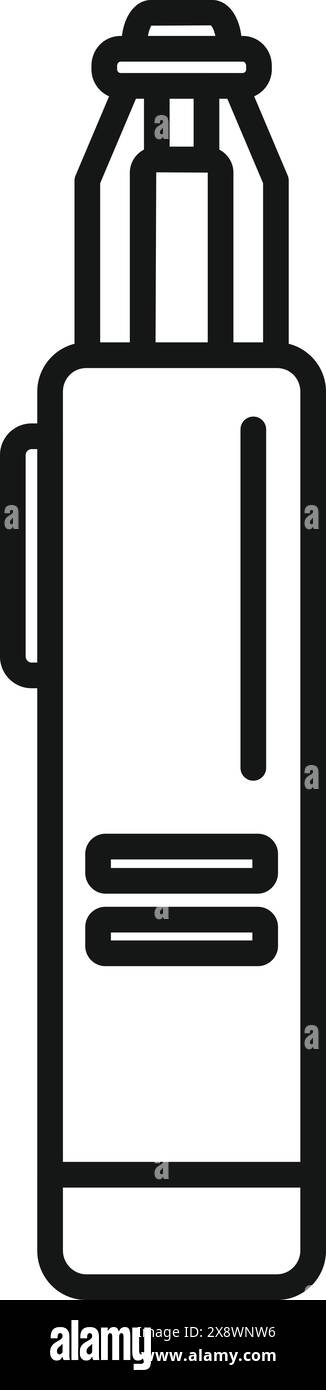 Semplice vettore line art di una penna adatto per icone, infografiche e materiale didattico Illustrazione Vettoriale