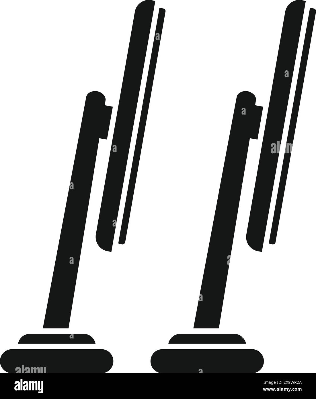 Doppio supporto di ricarica wireless icona vettoriale per i moderni dispositivi mobili con tecnologia di campo elettromagnetico, praticità induttiva ed efficiente ricarica senza cavi per un massimo di due smartphone Illustrazione Vettoriale