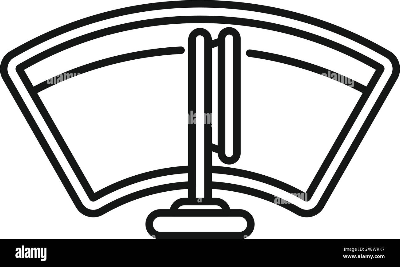 Icona con linea nera della spazzola del tergicristallo di un'auto su sfondo bianco Illustrazione Vettoriale