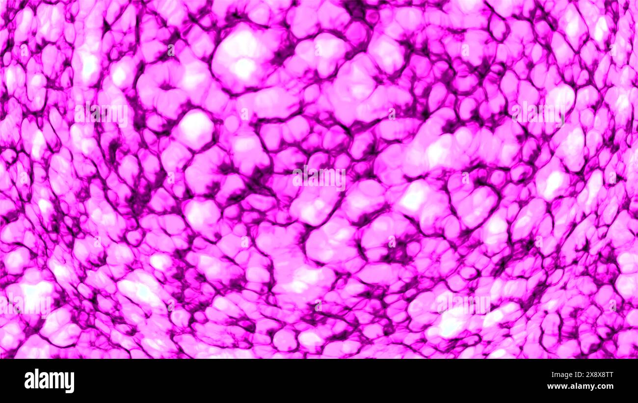 Spostamento del liquido bollente 3D. Movimento. Spostamento delle formazioni ebollienti sulla superficie del liquido colorato. Il liquido al plasma luminoso si muove come lava Foto Stock