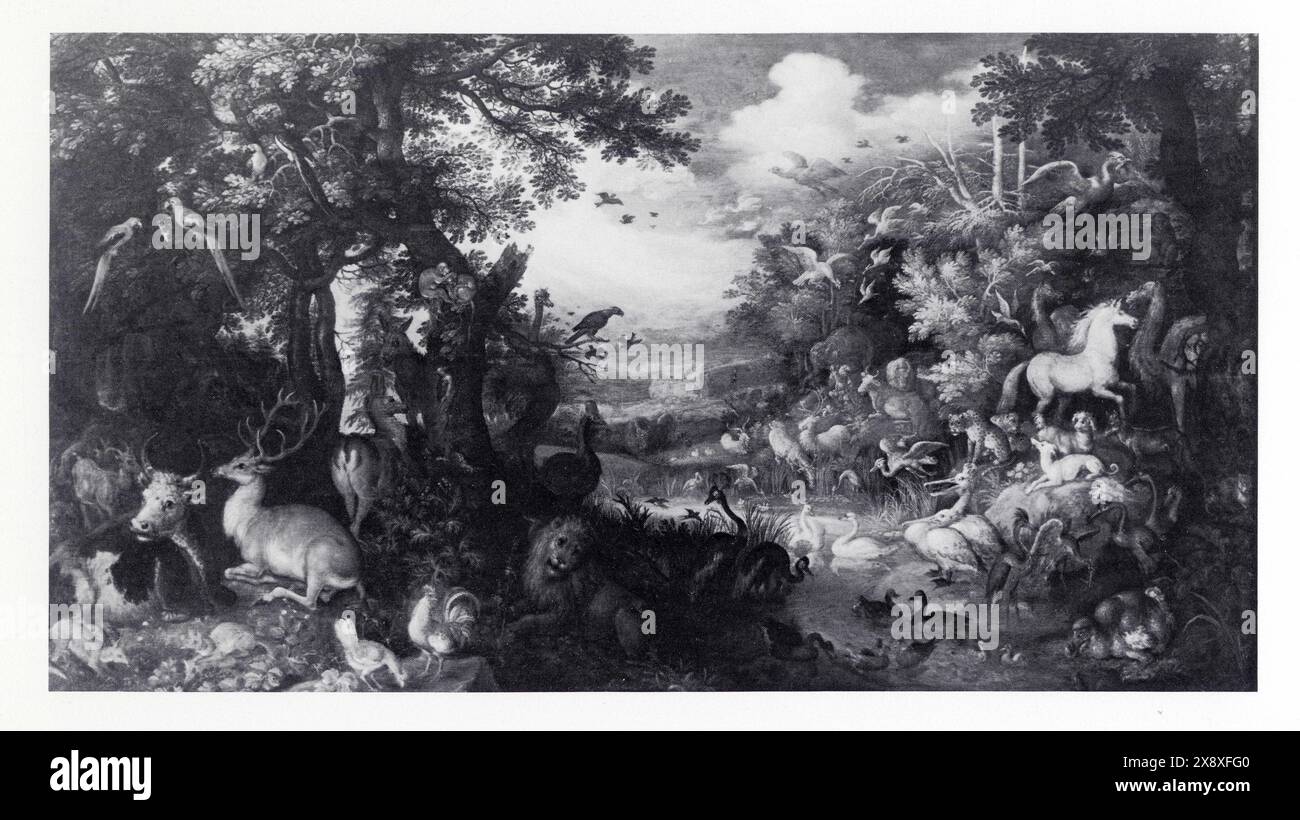 Roelant Savery. 1576-1639. Les animaux après le déluge ou Noé rendant grâce à Dieu, à sa sortie de l'arche. Bois Foto Stock