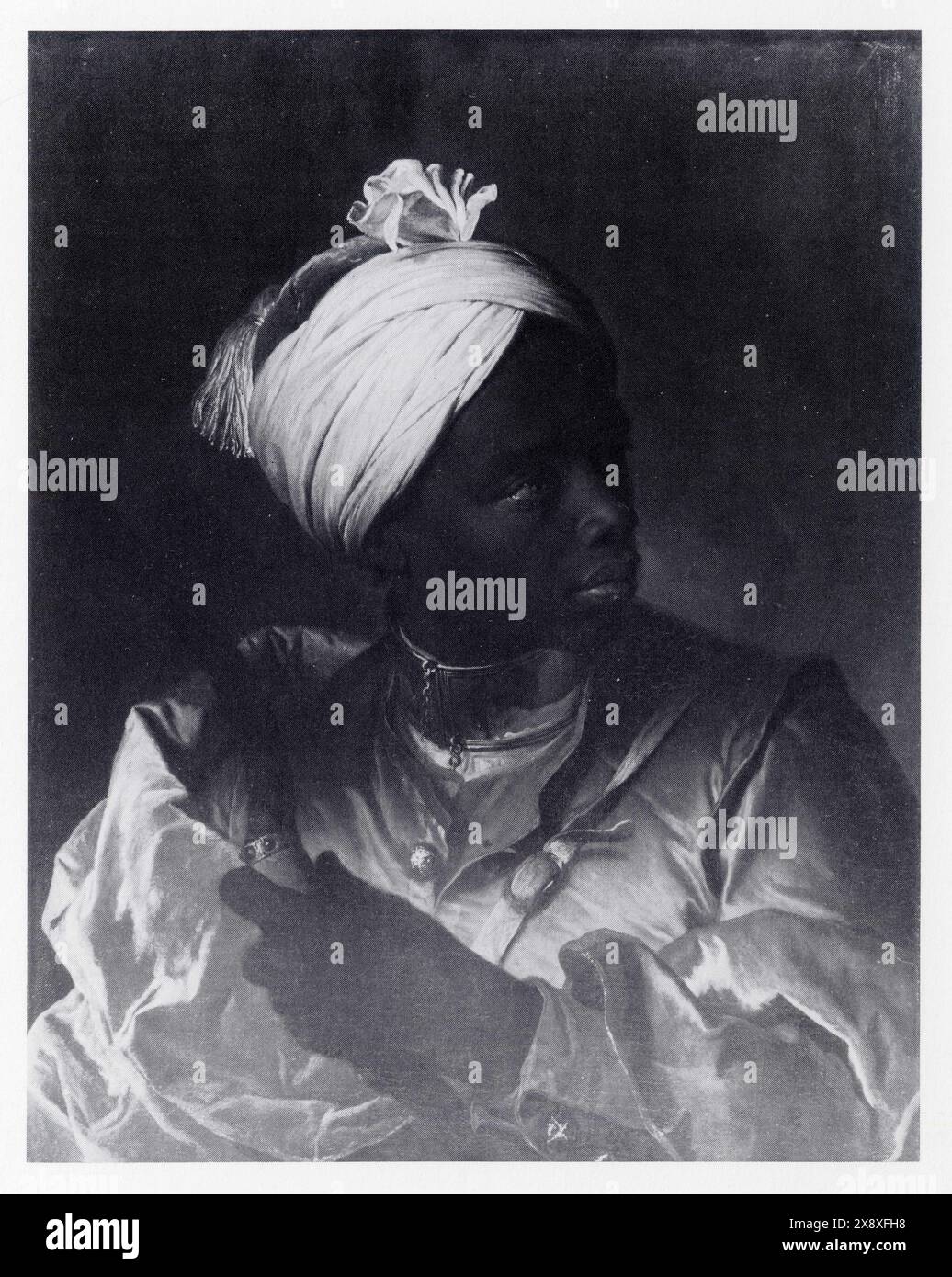 Hyacinthe Rigaud. 1659-1743. Jeune noir tenant un Arc. Toile Foto Stock