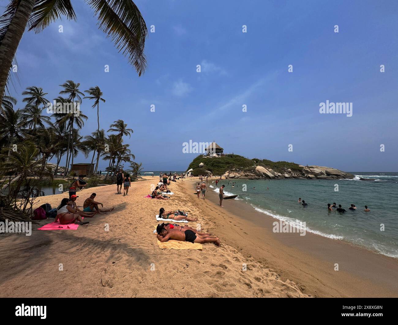 Cabo San Juan è una spiaggia molto visitata nel Parco Nazionale di Tyrona o Parque Nacional Natural Tayrona - costa caraibica della Colombia Foto Stock