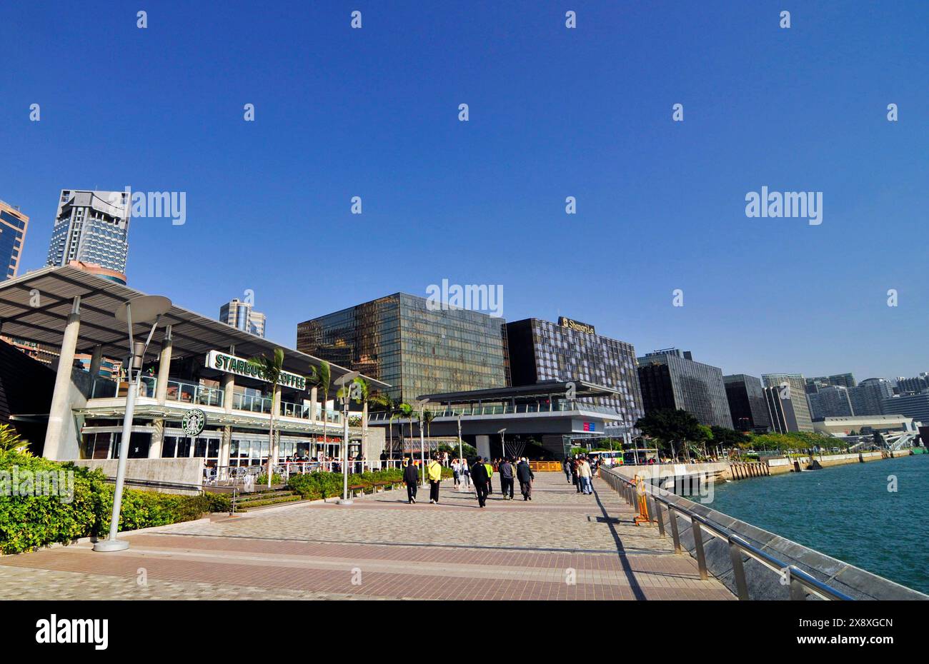 Avenue of Stars sulla passeggiata del porto Victoria a Tsim Sha Tsui, Kowloon, Hong Kong. Foto Stock