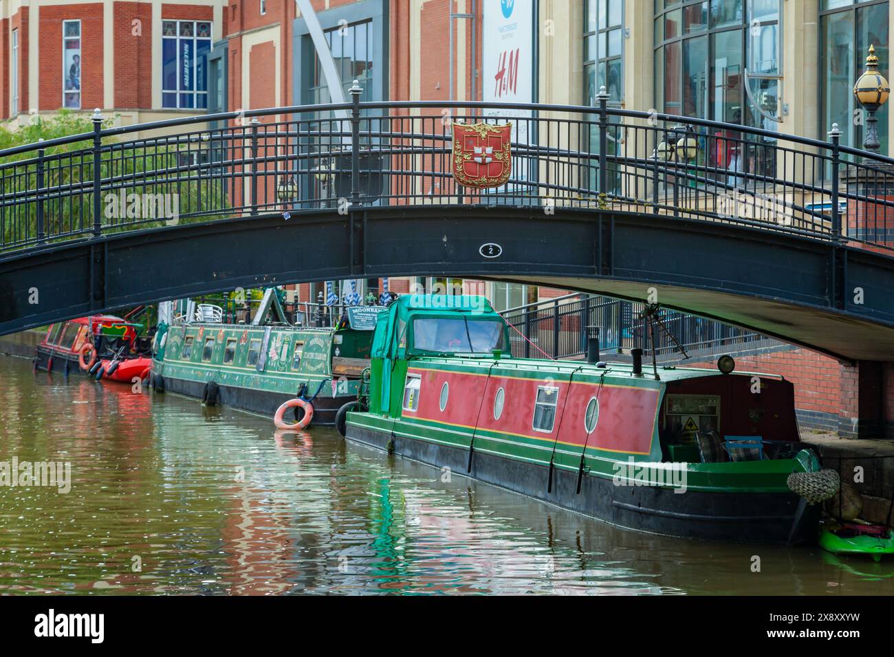 Case galleggianti sul fiume Witham a Lincoln, Inghilterra. Foto Stock