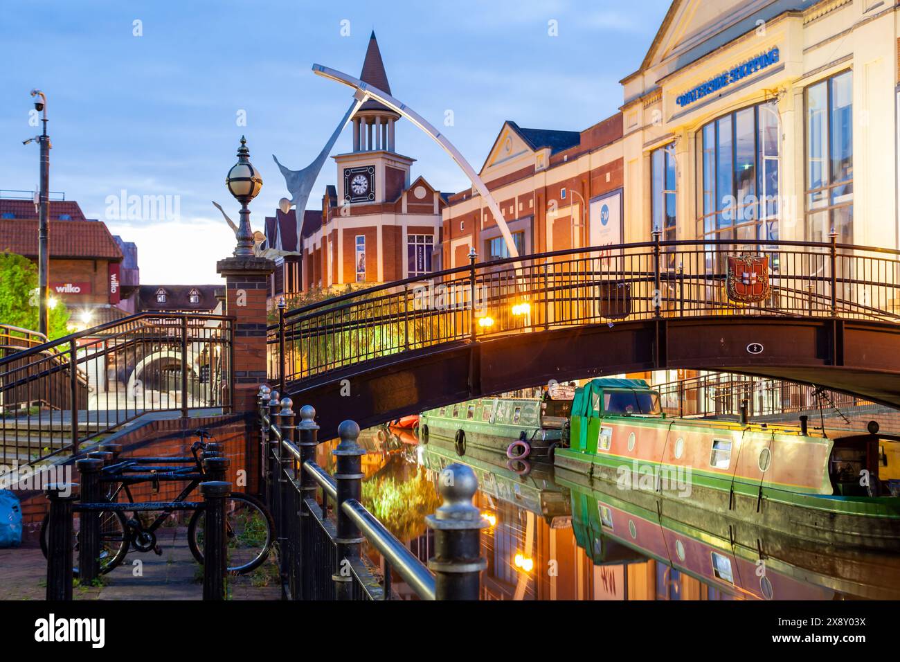 Serata sul fiume Witham a Lincoln, Inghilterra. Foto Stock