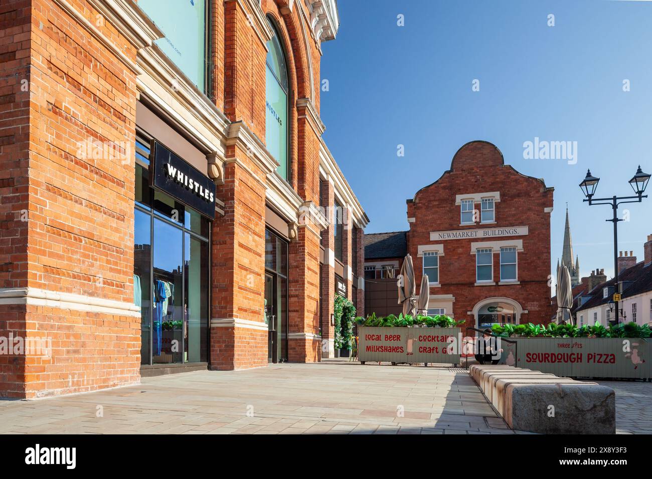 Mattina al quartiere Cornhill nel centro di Lincoln, Inghilterra. Foto Stock