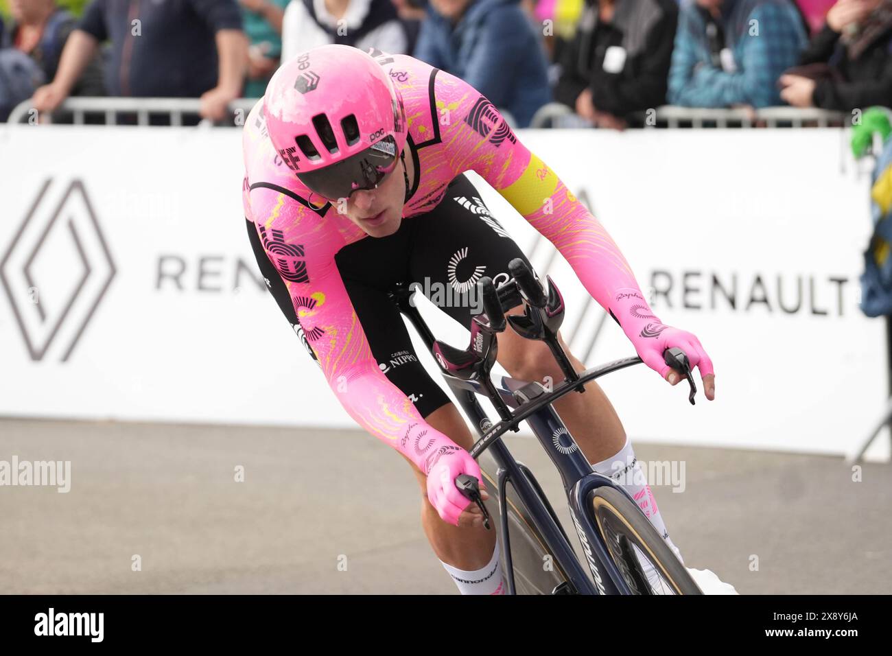 RUTSCH Jonas (EF Education-EasyPost) durante la Boucles de la Mayenne 2024, fase 1 Prologo Espace Mayenne Laval, UCI Pro Series gara ciclistica il 23 maggio 2024 a Laval, Francia - foto Laurent Lairys / DPPI Foto Stock