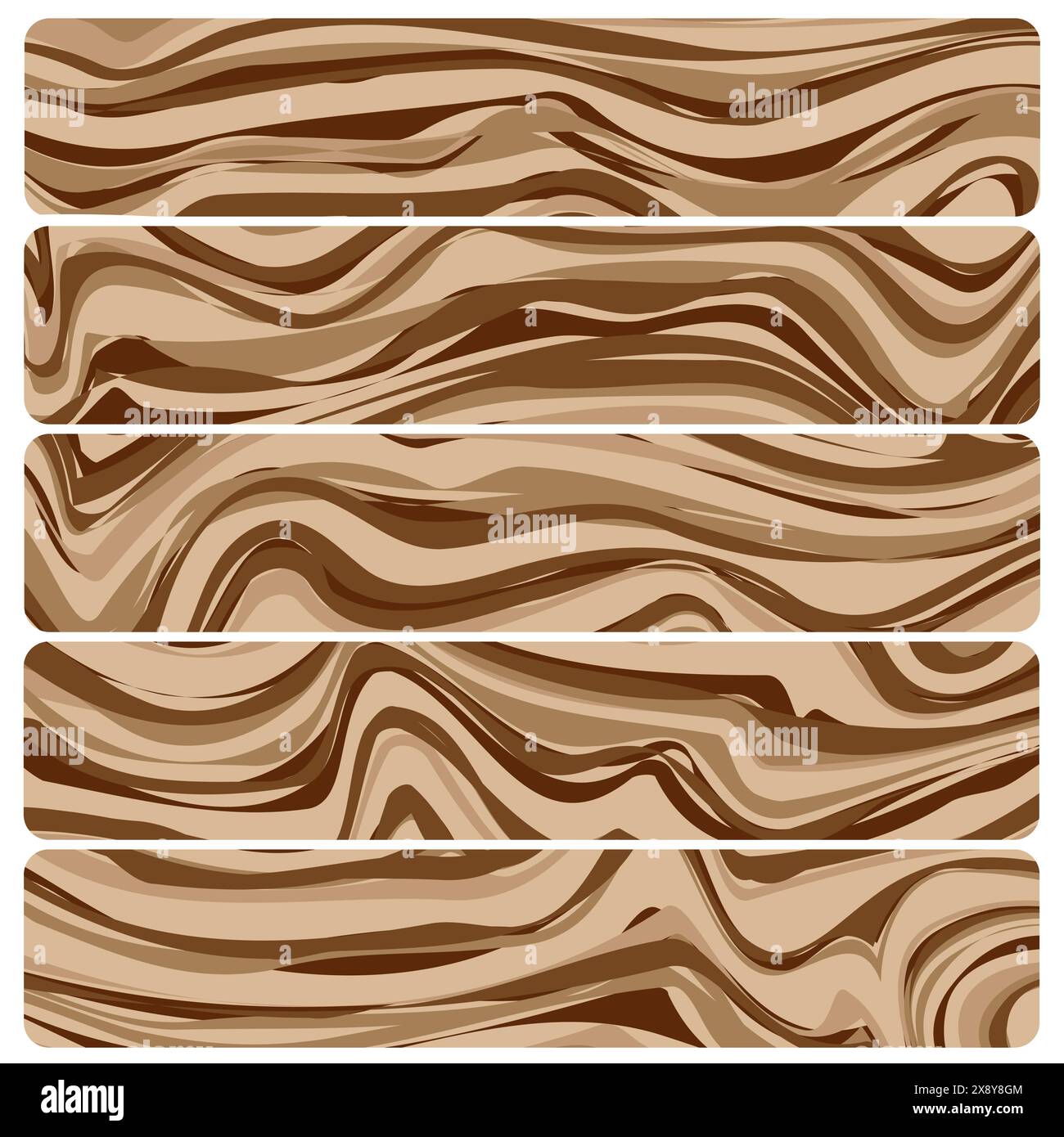 Cinque tavole di legno. Struttura in legno astratto vettoriale con design piatto. Illustrazione Vettoriale