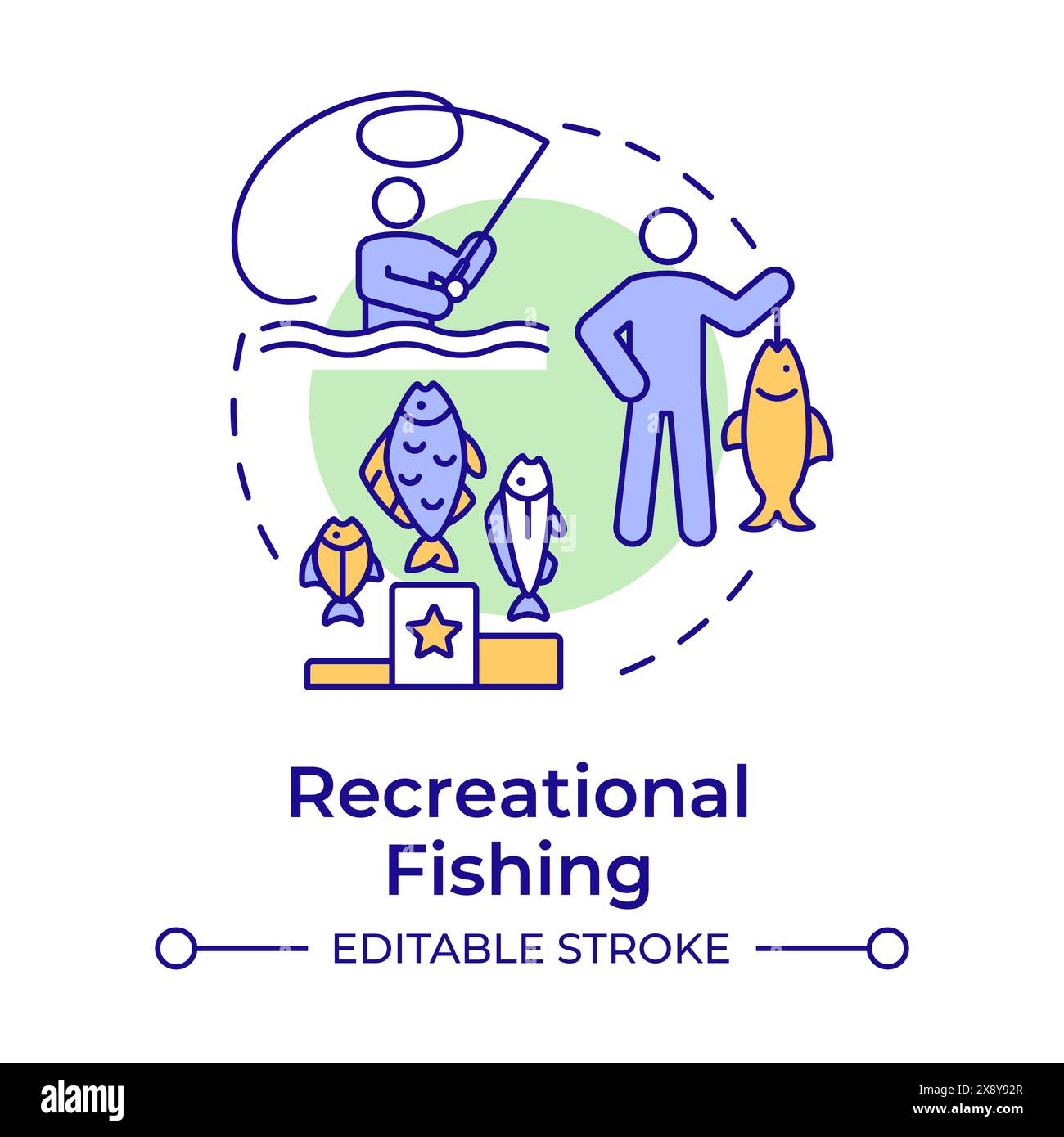 Icona multicolore per la pesca ricreativa Illustrazione Vettoriale