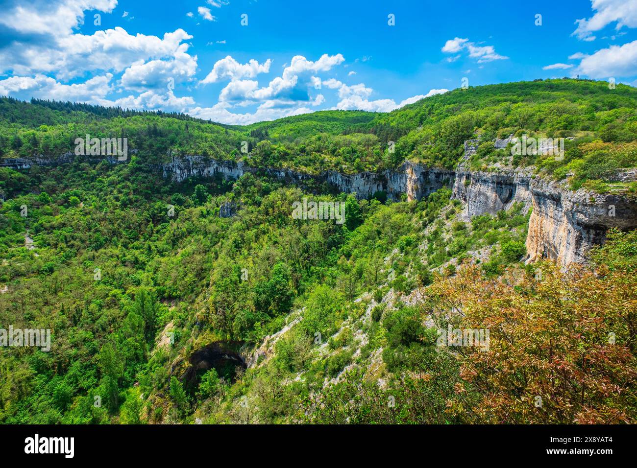 Francia, Lot, Parco naturale regionale di Causses du Quercy, Saint Cirq Lapopie, Circo di Venes Foto Stock