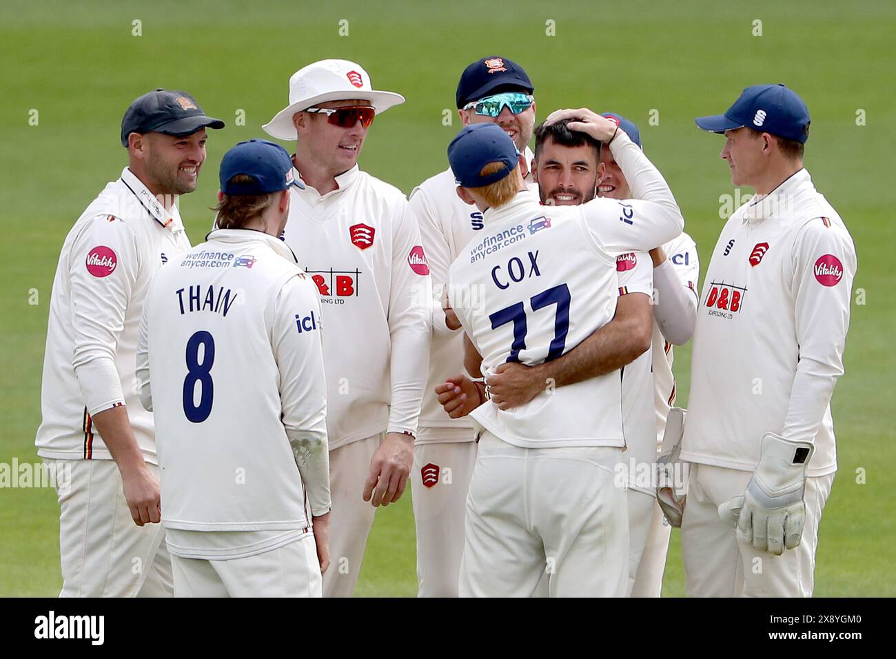 Shane Snater dell'Essex rivendica il wicket di Joey Evison durante Kent CCC vs Essex CCC, Vitality County Championship Division 1 Cricket allo Spitfire G. Foto Stock