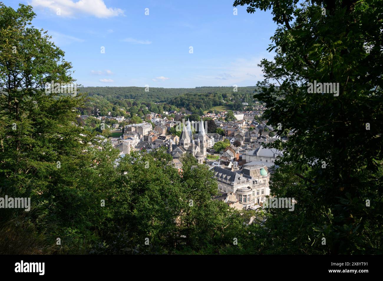 Belgio, Vallonia, provincia di Liegi, città di Spa, vista della città dal parco Francofou Foto Stock