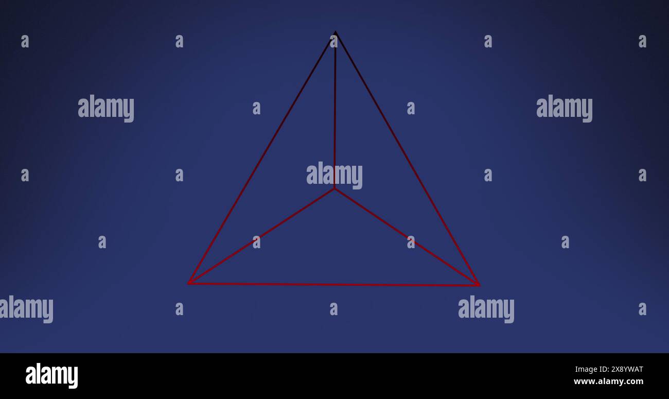 Immagine di linee triangolari su sfondo blu Foto Stock