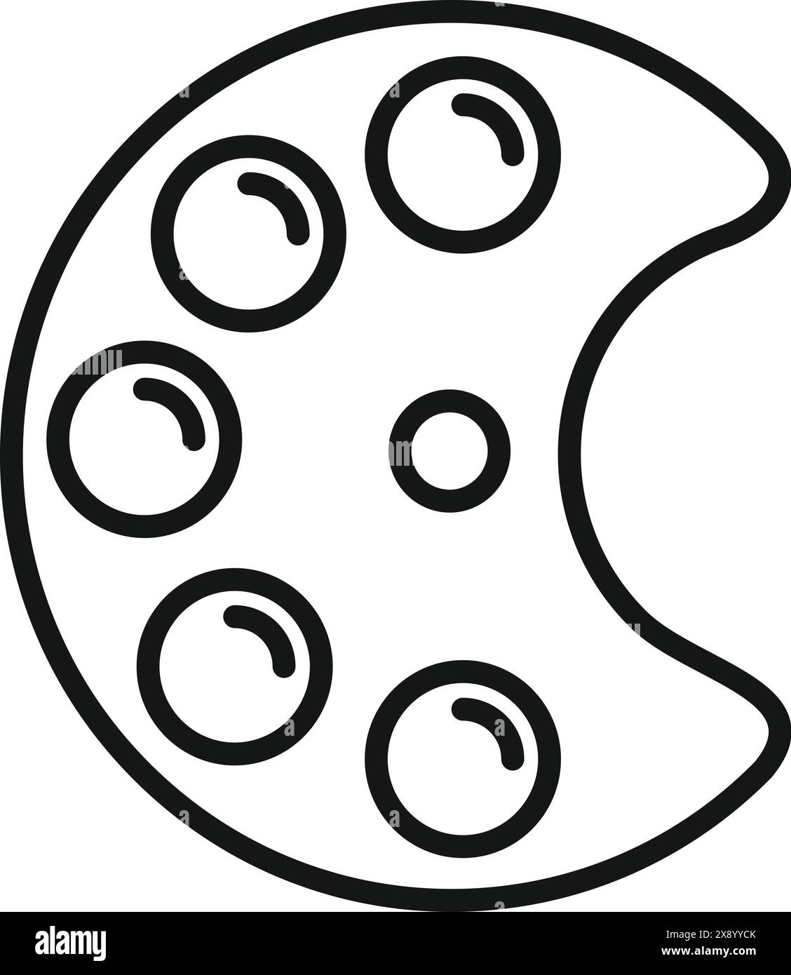 Semplice disegno con linea nera della tavolozza di un artista per la miscelazione della vernice Illustrazione Vettoriale