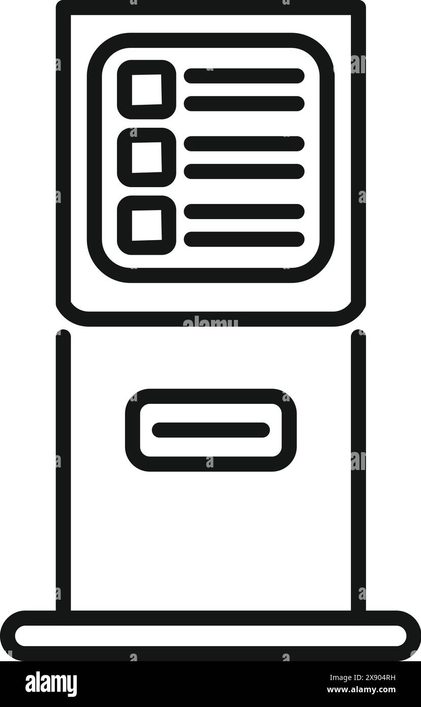 Icona grafica in linea nera di un moderno distributore di carburante su sfondo bianco Illustrazione Vettoriale