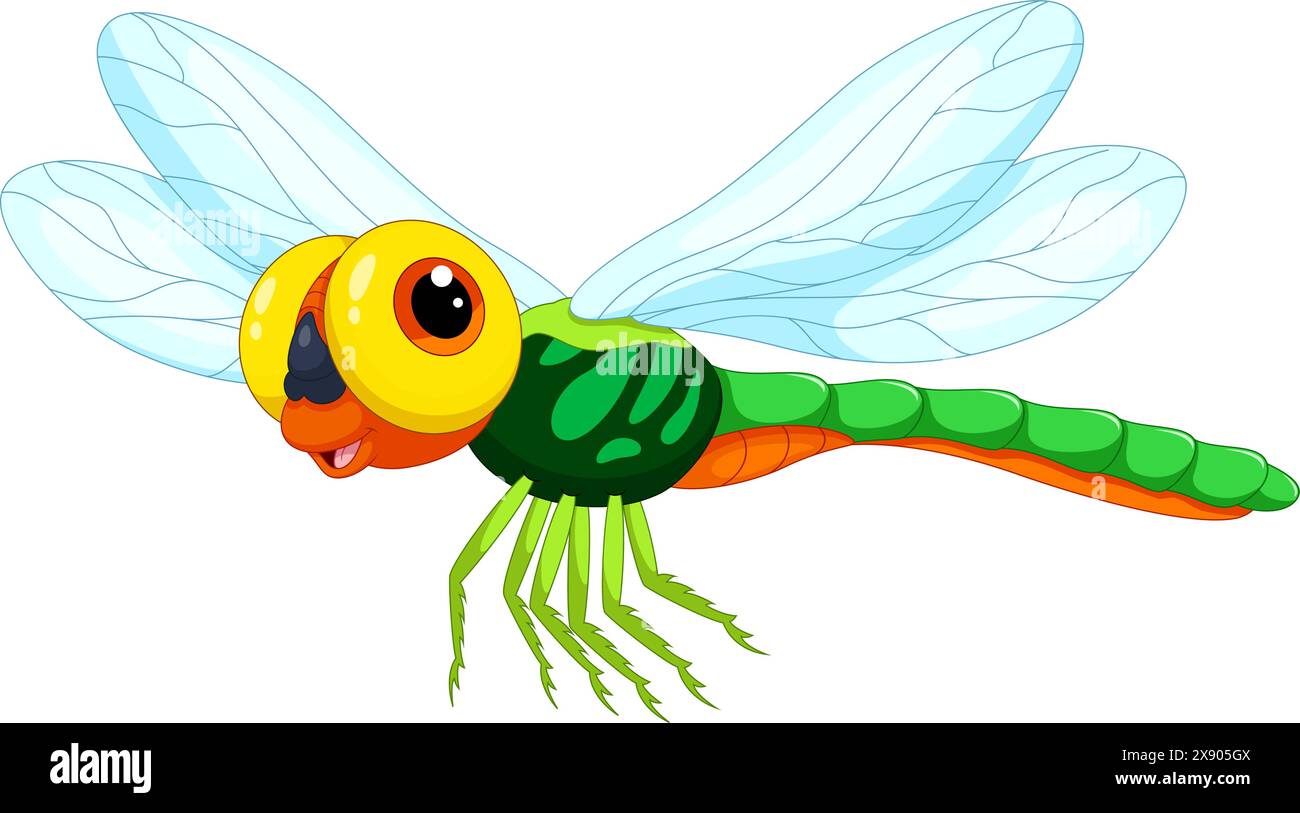 Carino cartone animato a mosca isolato su sfondo bianco Illustrazione Vettoriale