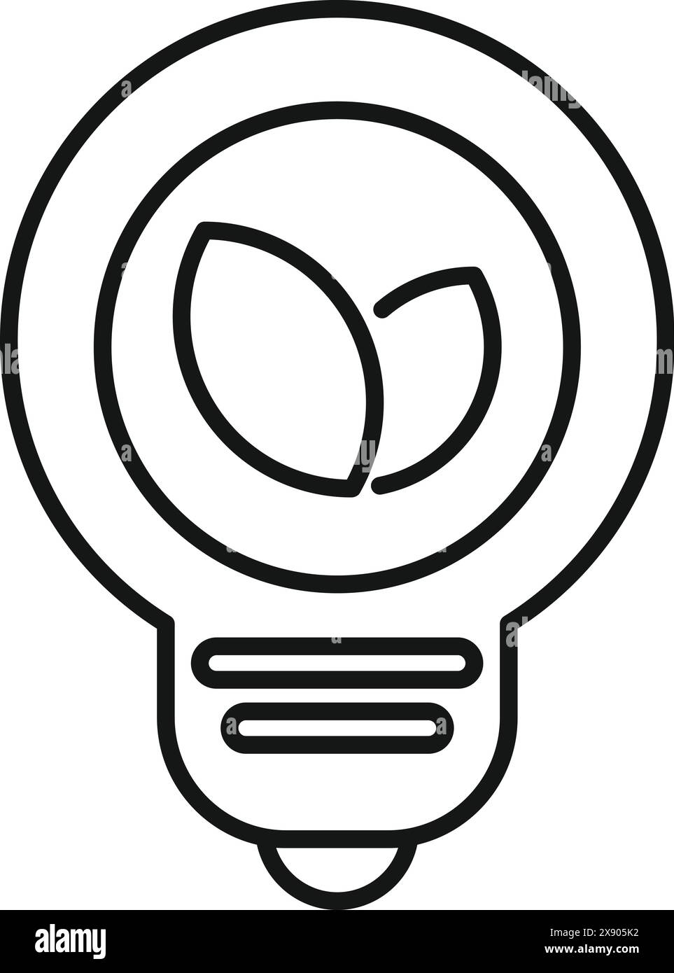 Icona a linea di lampadine ecocompatibili con simbolo di energia verde e protezione ambientale sostenibile illustrazione concettuale Illustrazione Vettoriale