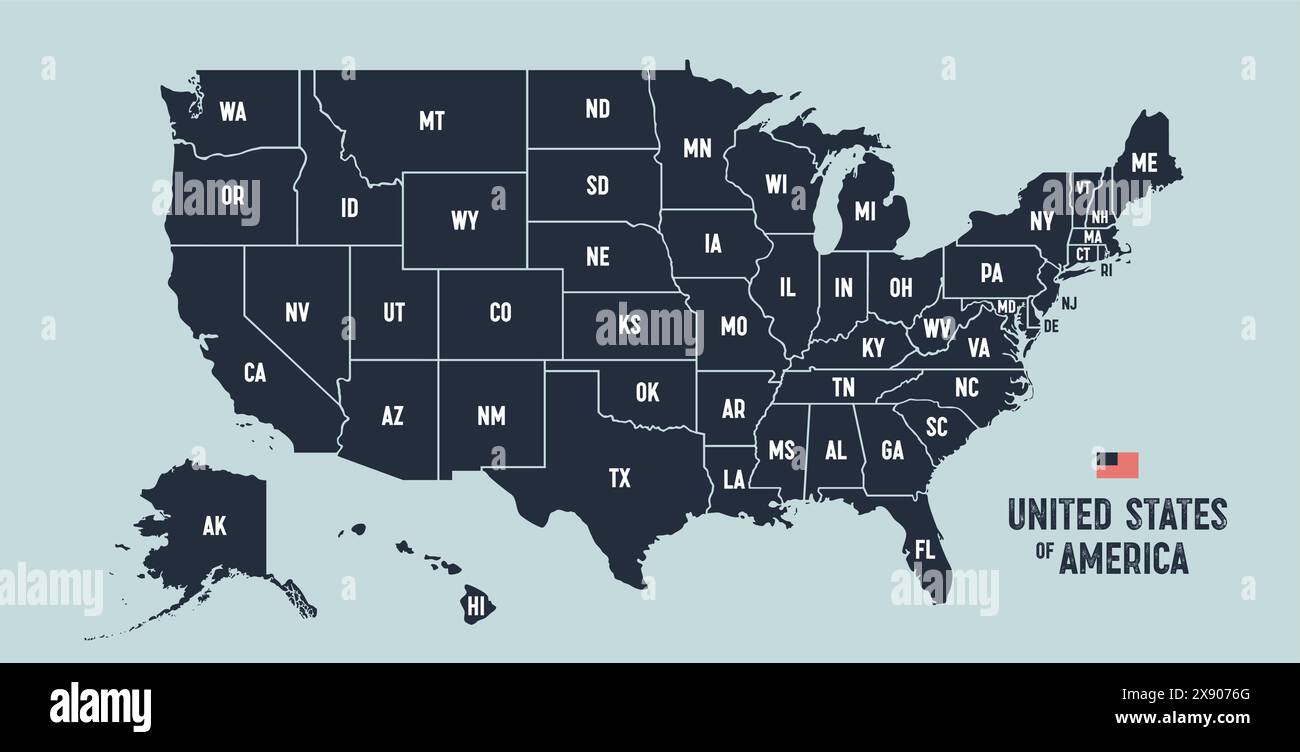 Mappa degli Stati Uniti. Mappa degli Stati Uniti d'America Illustrazione Vettoriale