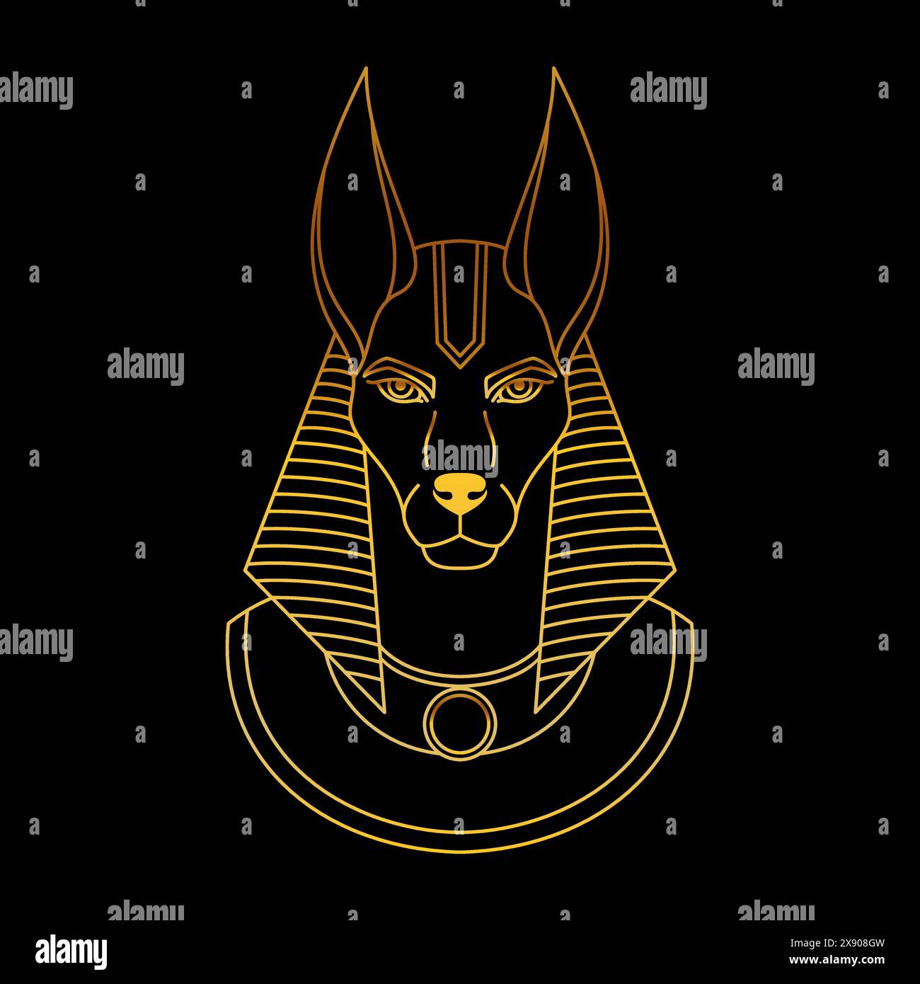 Anubis, il dio dell'antico Egitto. Illustrazione Vettoriale