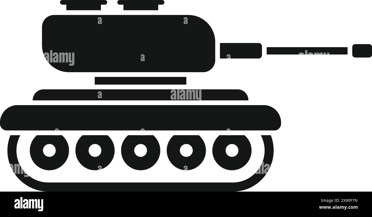 Illustrazione vettoriale di un carro armato con una silhouette pulita e nera, adatto per temi militari Illustrazione Vettoriale
