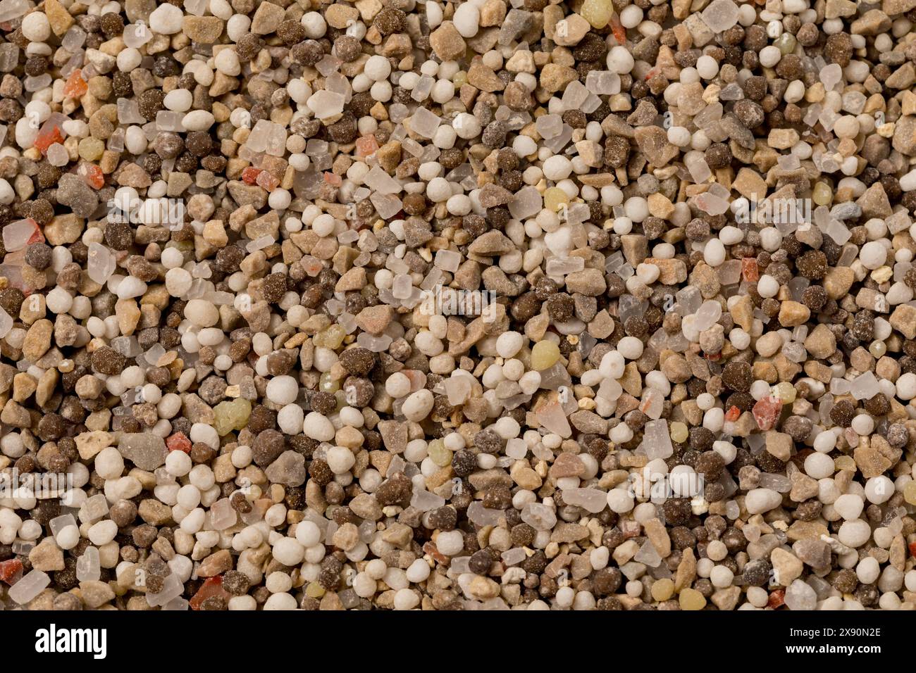 Primo piano di fertilizzante per giardino e prato. Concetto di giardinaggio, suolo e salute delle piante. Foto Stock