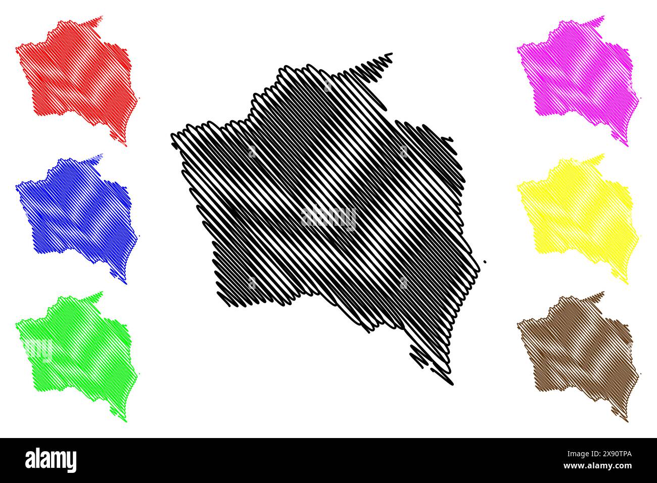 Presidente Kennedy comune (stato di Espírito Santo, Comuni del Brasile, Repubblica Federativa del Brasile) mappa vettore illustrazione, scrible sket Illustrazione Vettoriale