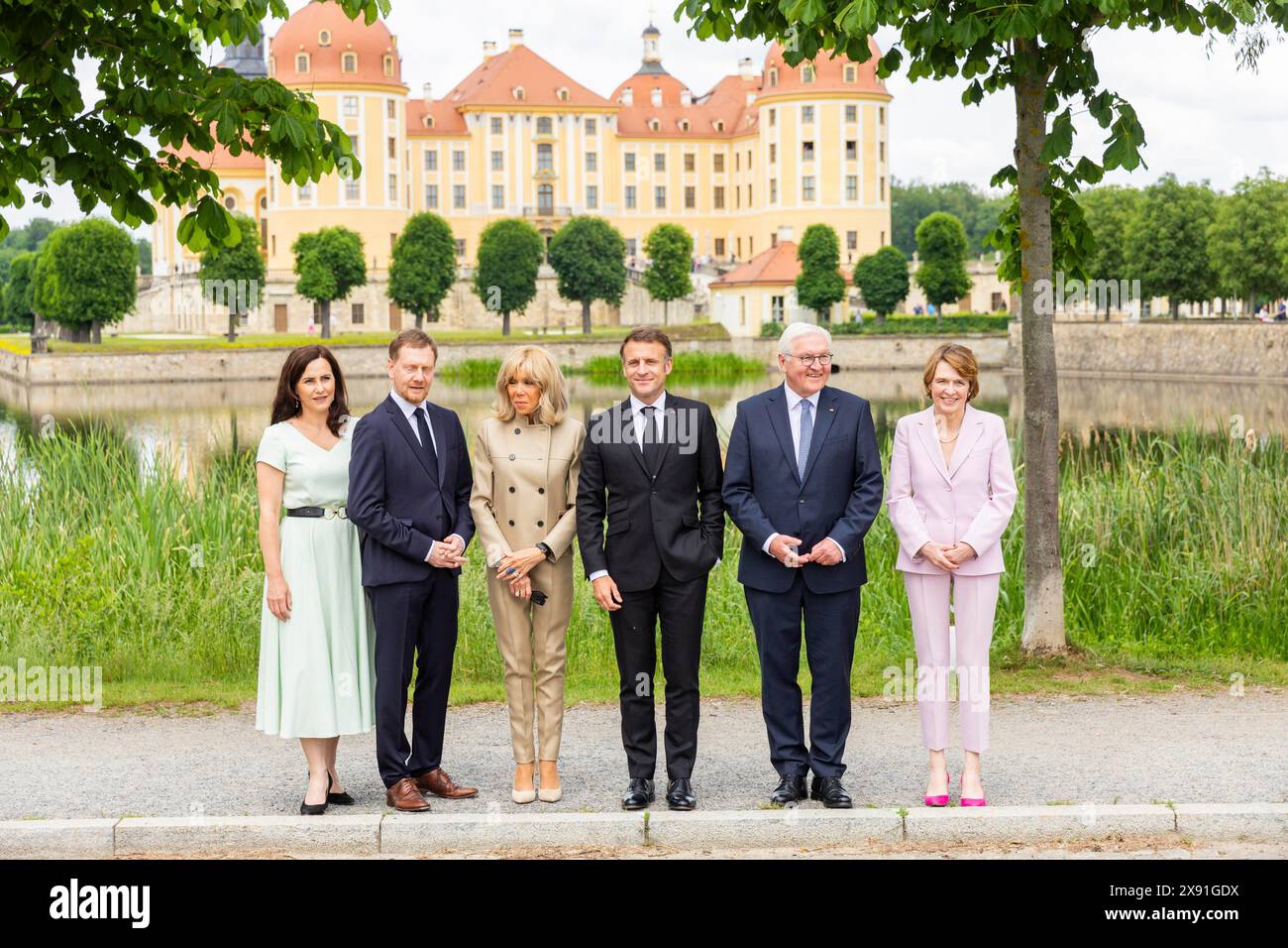 Il presidente francese Emmanuel Macron visita la Repubblica federale di Germania con la sua donna Brigitte, su invito del presidente federale Frank-Walter Foto Stock