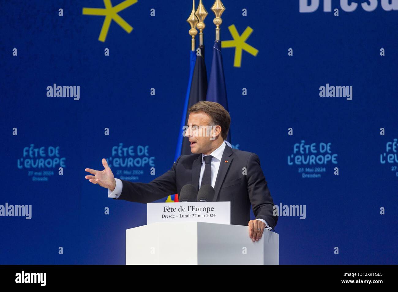 Il presidente francese Emmanuel Macron visita la Repubblica federale di Germania su invito del presidente federale Frank-Walter Steinmeier e si ferma Foto Stock