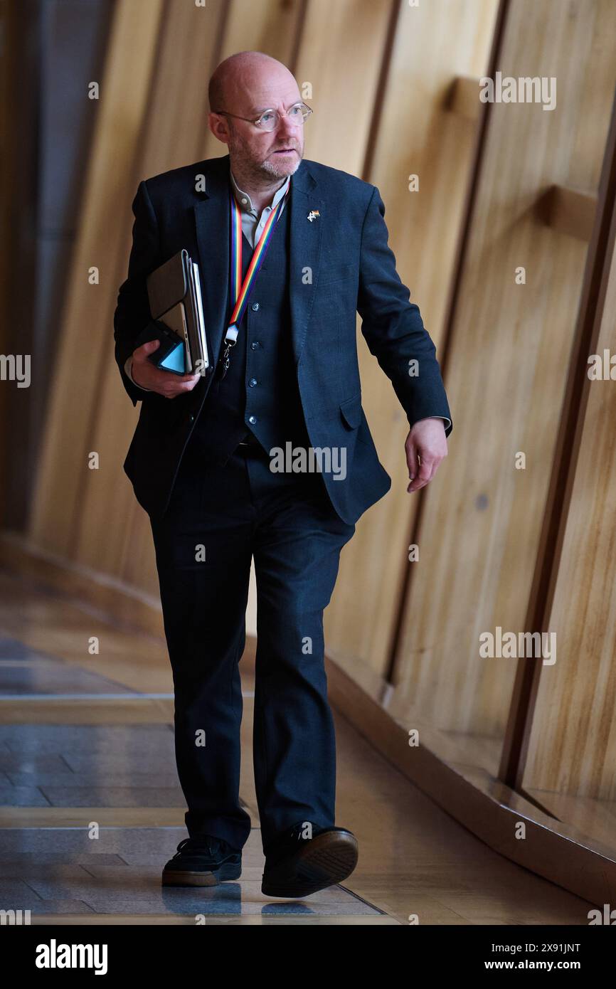Edimburgo Scozia, Regno Unito 28 maggio 2024. Co-leader dei Verdi scozzesi Patrick Harvie MSP al Parlamento scozzese. credito sst/alamy notizie in diretta Foto Stock